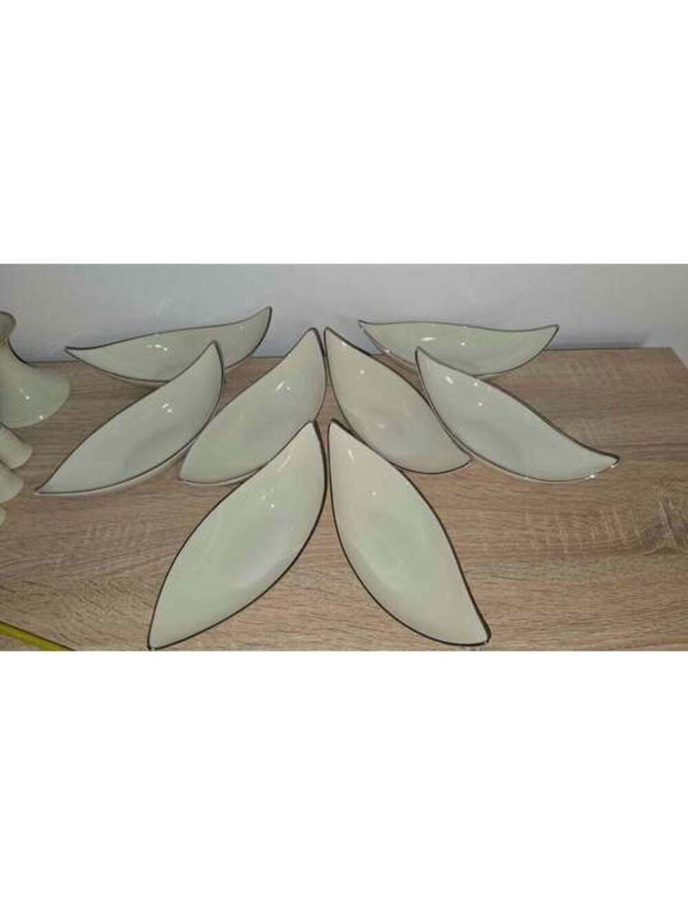 Lenox USA Ivory Leaf Serving Bowls Set 8 Silver Trim
